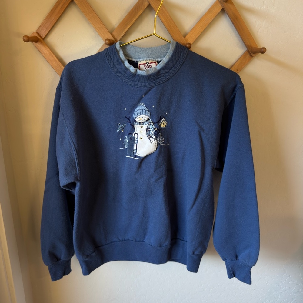 Vintage Blue Snowman Crewneck Sweatshirt
